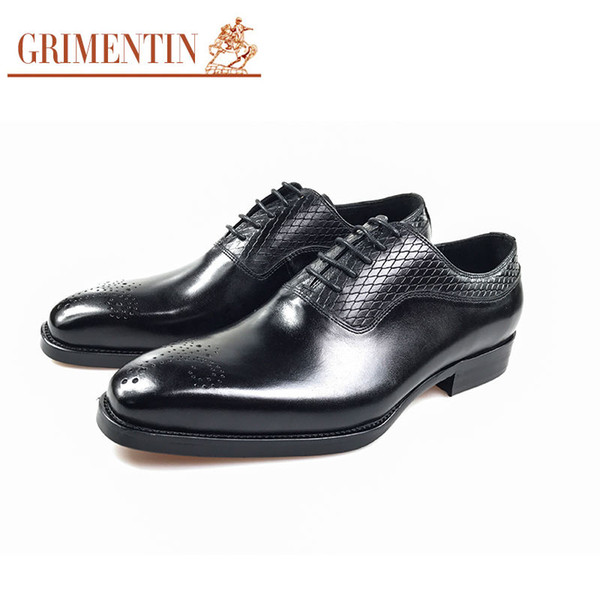 GRIMENTIN Hot sale genuine leather men dress shoes brand lace up black brown mens oxford shoes Italian fashion business office male shoes