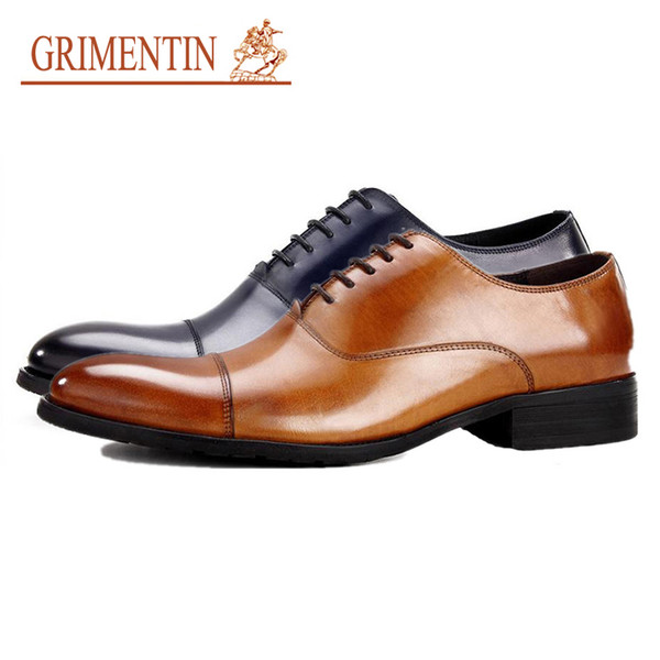 GRIMENTIN Hot sale high grade mens oxford shoes genuine leather formal business wedding men shoes for fashion 5 colors mens dress shoes CW