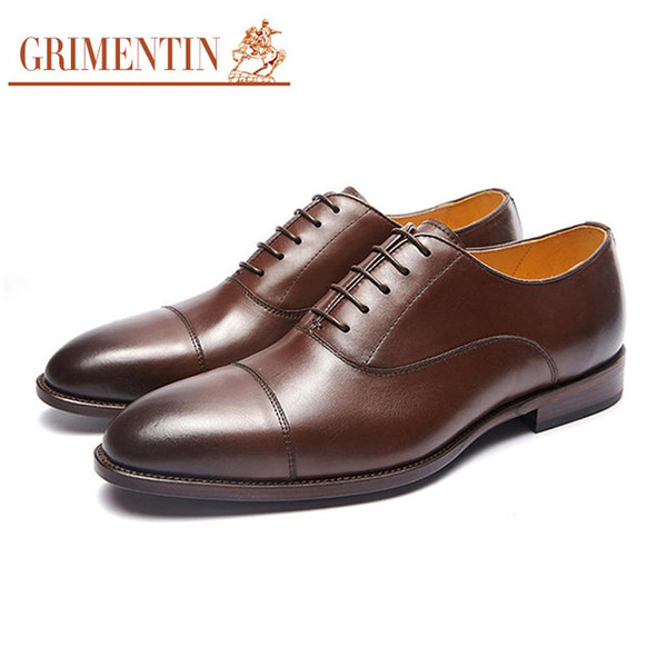 GRIMENTIN Hot sale brand customized handmade male shoes genuine leather oxfords mens dress shoes fashion business party mens wedding shoes