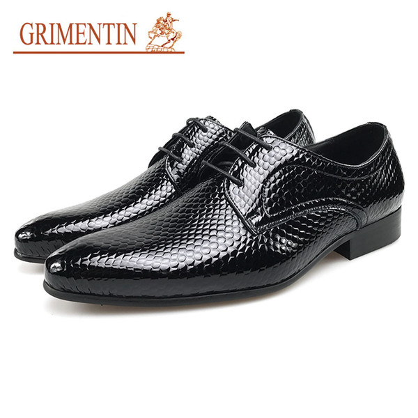 GRIMENTIN Hot Sale Mens Wedding Shoes Black Pointed Toe Men Oxford Shoes Genuine Leather Italian Fashion Formal Business Mens Dress Shoes