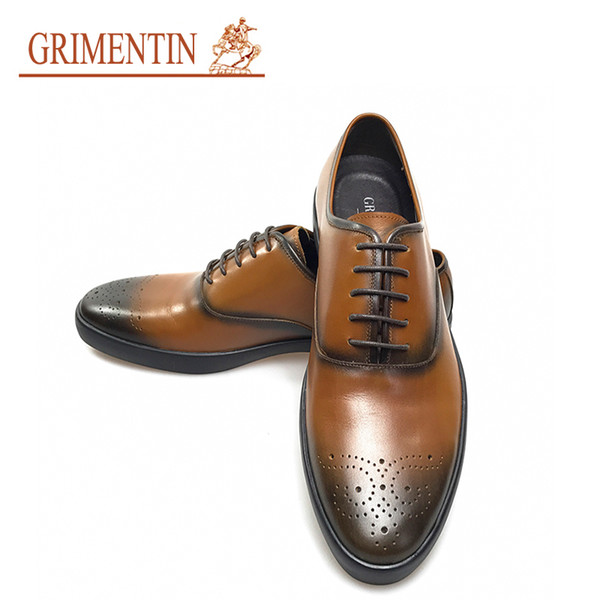 GRIMENTIN Hot sale brand mens shoes Italian fashion designer man oxford shoes genuine leather formal business casual male dress shoes