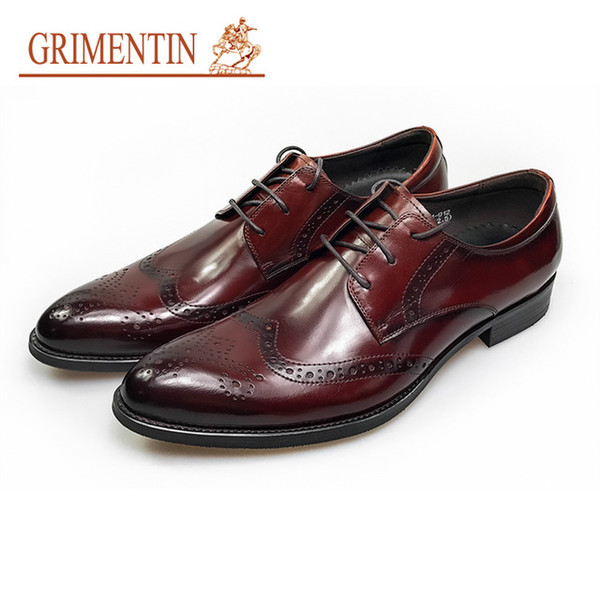 GRIMENTIN Hot sale mens oxford shoes fashion designer mens dress shoes genuine leather leather lace up formal business wedding male shoes