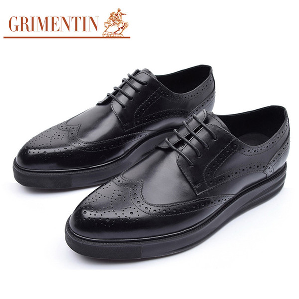 GRIMENTIN Hot sale Brand fashion designer formal mens dress shoes genuine leather black brown men oxford shoes Italian casual male shoes