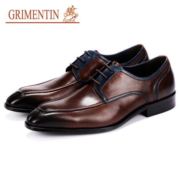 GRIMENTIN Hot Sale New Italian Formal Mens Dress Shoes Fashion Designer Men Oxford Shoes 100% Genuine Leather Businesss Wedding Male Shoes