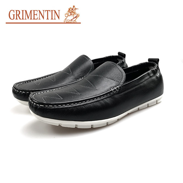 GRIMENTIN Hot Sale Brand Mens Loafers Italian Fashion Moccasins Male Shoes 100% Genuine Leather Black Tassel Slip On Solf Men Casual shoes