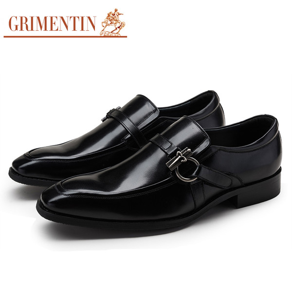 GRIMENTIN Hot sale Italian fashion formal mens dress shoes black brown blue men oxford shoes genuine leather business wedding men shoes