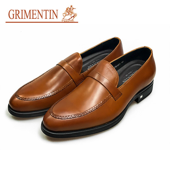 GRIMENTIN Italian fashion designer formal mens dress shoes genuine leather orange mens oxford shoes hot sale wedding male shoes office