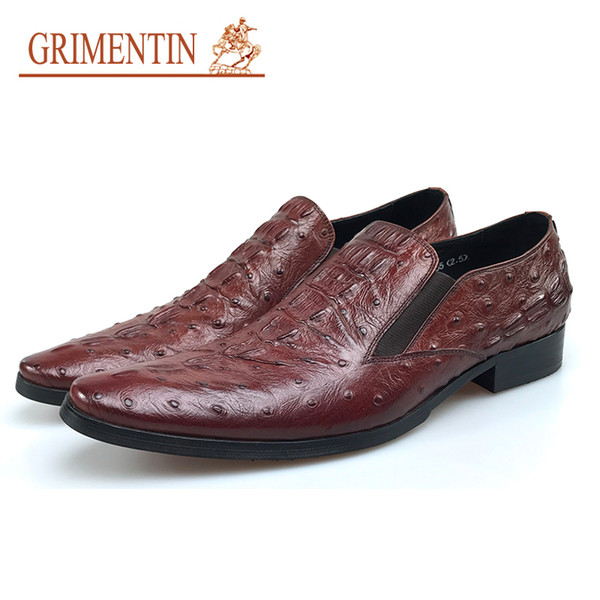 GRIMENTIN Hot sale mens dress shoes Italian fashion slip-on men loafers genuine leather crocodile style comfortable formal Mens shoes WF