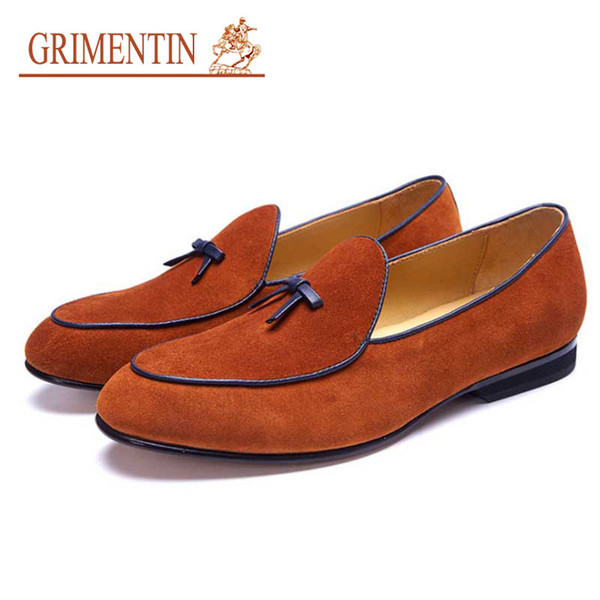 GRIMENTIN Brand summer customized handmade shoes hot sale Italian fashion mens loafers Suede leather large size formal mens dress shoes