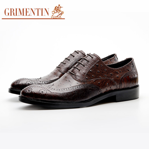 GRIMENTIN New hot sale brand oxford shoes Italian fashion brown black formal mens dress shoes genuine leather wedding business men shoes