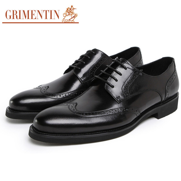 GRIMENTIN Hot sale Italian fashion men oxford shoes brand genuine leather black brown casual mens dress shoe for formal business male shoes