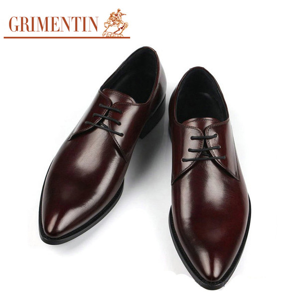 GRIMENTIN Italian Fashion designer oxford shoes genuine leather formal business mens dress shoes hot sale black brown wedding male shoes