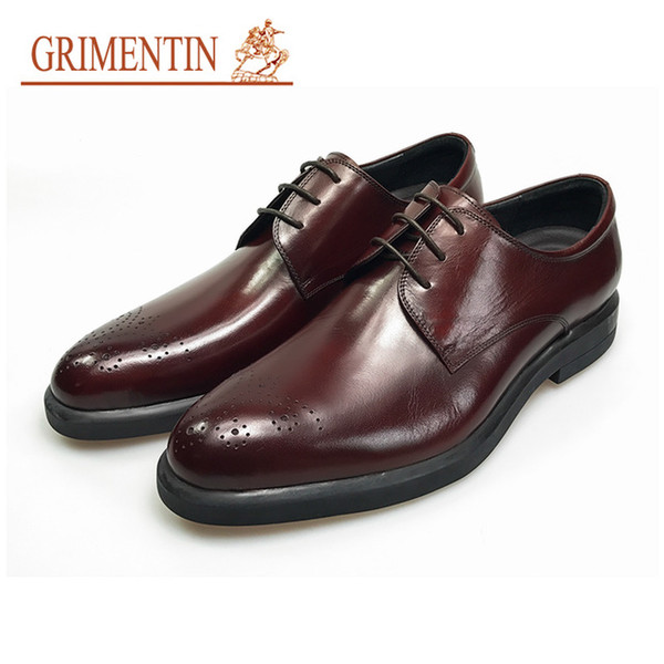 GRIMENTIN Hot sale brand mens oxford shoes genuine leather brown formal men dress shoes Italian fashion business wedding office male shoes