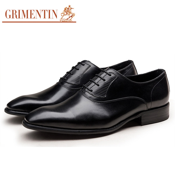 GRIMENTIN Hot sale brand genuine leather mens dress shoes high quality fashion designer oxford shoes Italian wedding formal male shoes