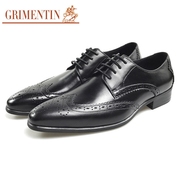 GRIMENTIN Italian fashion designer formal mens oxford shoes genuine leather black mens dress shoes hot sale wedding office male shoes