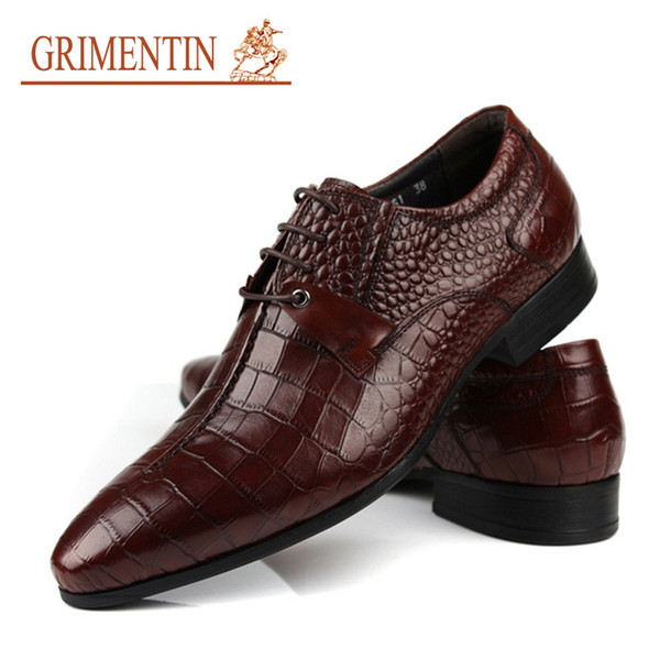 GRIMENTIN Hot sale brand genuine leather man oxford shoes Italian fashiondesigner mens dress shoes formal business wedding office male shoes