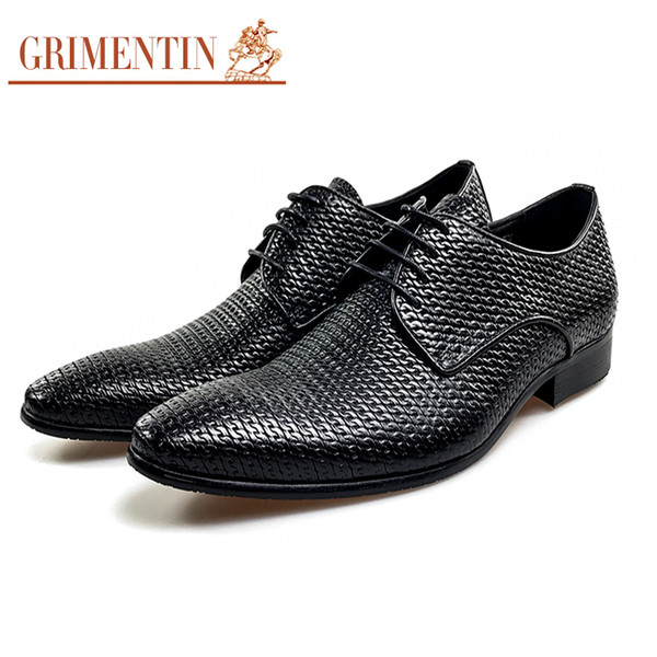 GRIMENTIN Hot sale Italian black Men oxford shoes fashion formal lace-up mens dress shoes genuine leather business wedding male shoes S