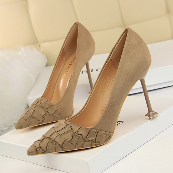 Stone Pattern Lady Dress Shoes PU Leather Pointed Toe High Heels Festival Party Wedding Shoes Formal Pumps Women Pumps Heels GWS306