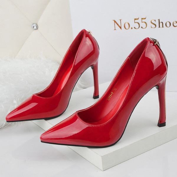 Sexy Clubwear Lady Dress Shoes Women Pumps Heels PU Leather Pointed Toe High Heels Festival Party Wedding Shoes Formal Pumps GWS293