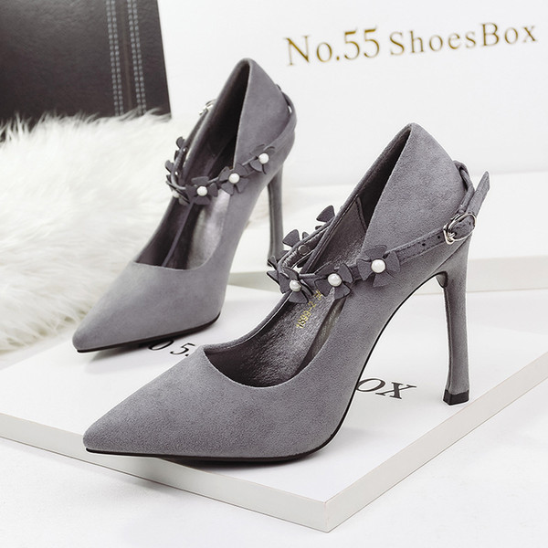 Buckle Strap High Heels Lady Dress Shoes PU Leather Women Pumps Heels Festival Party Wedding Shoes Business Formal Pumps Heels GWS273