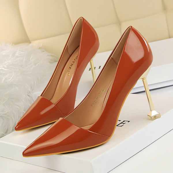 Sexy Lady Dress Shoes Women Pumps Heels PU Leather Thin High Heels Festival Party Wedding Shoes Slim Formal Pumps Heels GWS256