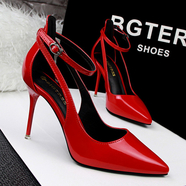 Fashion Buckle Strap Pointed Toe Lady Dress Shoes Women Pumps Heels Thin High Heels Festival Party Wedding Shoes Formal Pumps GWS192