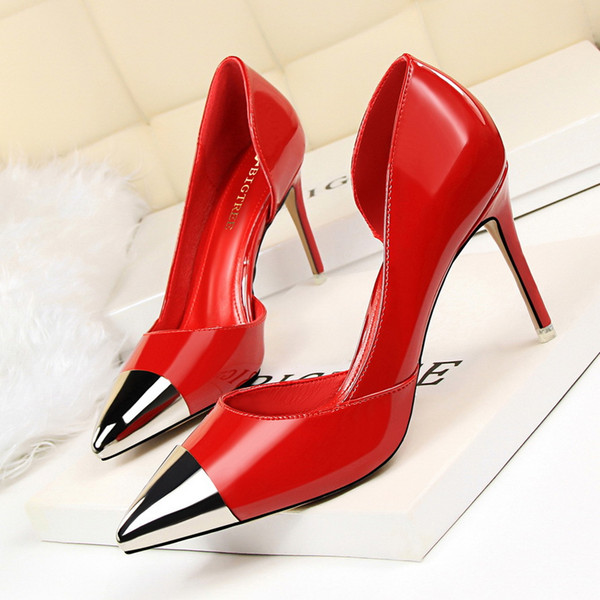 Fashion Metal Pointed Toe Lady Dress Shoes Women Pumps Heels Thin High Heels Festival Party Wedding Shoes Formal Pumps GWS189