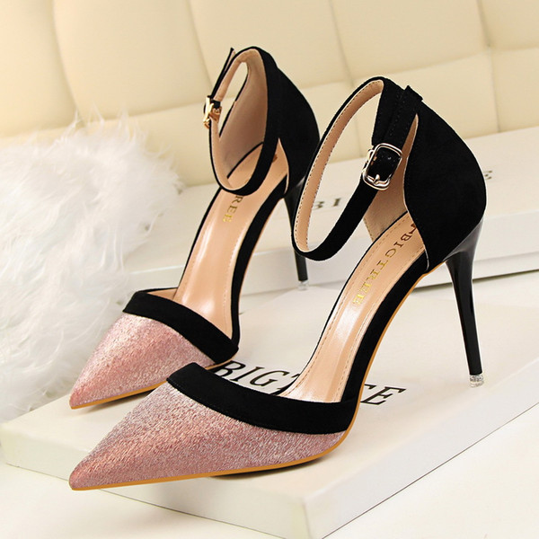 Buckle Lady Dress Shoes Sandals Sexy Women Pumps Heels PU Leather Thin High Heels Festival Party Wedding Shoes Formal Pumps Sandals GWS125