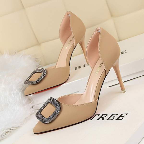 Golandstar Lady Dress Shoes Sexy Women Pumps Heels PU Leather Pointed Toe Thin High Heels Festival Party Wedding Shoes Formal Pumps GWS137