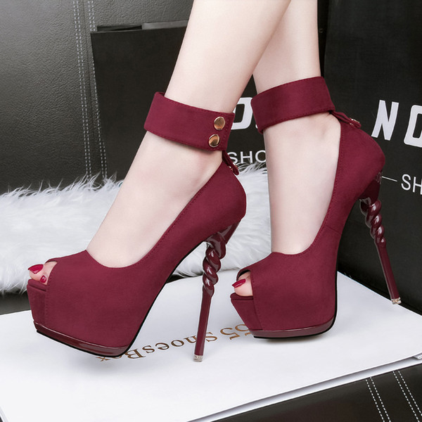 Golandstar Nightclub Lady Dress Shoes Sexy Women Pumps Heels Suede Peep Toe High Heels Festival Party Wedding Shoes Formal Pumps GWS118