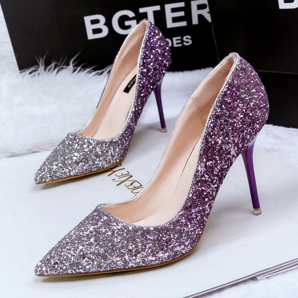 Nightclub Lady Dress Shoes Sexy Women PU Leather High Heels Festival Party Wedding Shoes Formal Pumps Heels GWS076