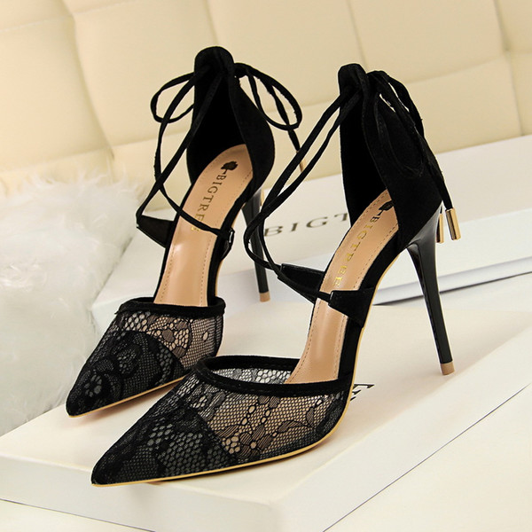 Sexy Lace-up Sandals High Heels Lady Dress Shoes Women Heels Pumps Festival Party Wedding Shoes Heels Business Stiletto Formal Pumps GWS424