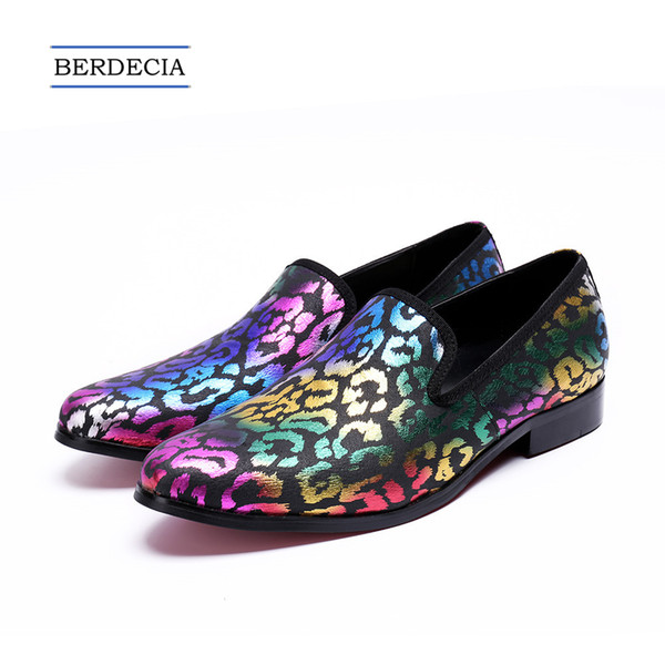 Luxury Designer Multicolor Leopard Printing Men Loafers Party Dress Shoes Casual Men Flats Shoe Slip on Smoking Slippers 38-47