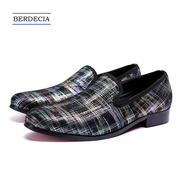 Luxury Designer Fashion Plaid Men Loafers British Style Party Slip on Dress Shoes Casual Smoking Slippers Men Flats Shoes 38-47