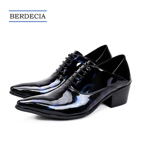 Luxury Designer Fashion Print Patent Leather Men Oxford Shoes Pointed Toe Formal Dress Shoes Height Increasing Men Dress Shoes 38-47