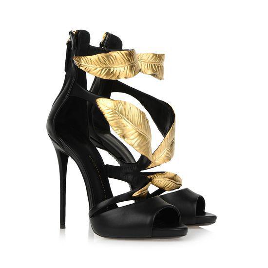 New Arrival summer pump sandals golden gold leaf high heels sandals heel pump sandals for women heels shoes