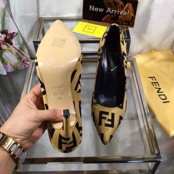 Spring And Summer women's New Fashion High Heels dress shoes Genuine Leather And Elegant Dress Shoes letter printing