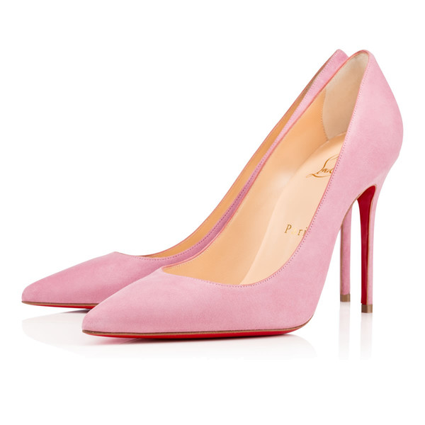 Christian Louboutin CL Fashion suede high heel red bottom ladies wedding shoes pointed high heels sexy ladies high heels 34-42