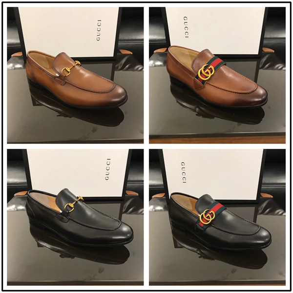 19ss Brand Luxury Designer Brand Male Casual Flats Shoe Cowhide Leather Slip-on Mocassin Metal Button Men's Suit Shoe Zapatillas Size 38-45