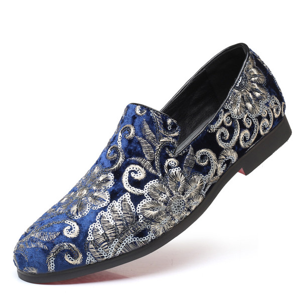 Fashion design stikingly men dress shoes Floral Casual men embroidery shoes showy men slip on shoes zy248