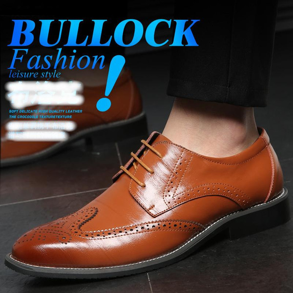 Bullock mens leisure shoes lace up mens casual brogues Genuine leather men oxford shoes men dress flats big size loafers promotion zy972