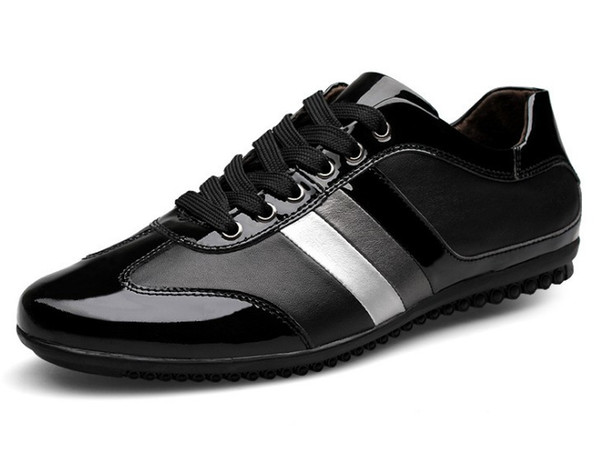 Genuine patent leather Mens shoes big size sneakers patchwork mens leisure walking boots striped colour breathing flats for Men zy802
