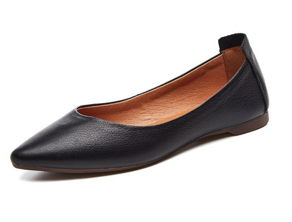 Soft cowskin ladies loafer women leather pointed toe shoes girl casual girly look shoes fancy shoes for ladies zywl04