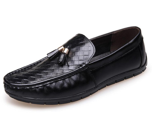 Chain decoration genuine leather flats mens business loafer gentle mens travel walk shoe casual comfort breath shoes for Men zy903