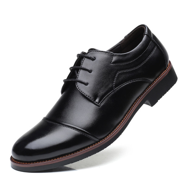 2019 Round toe shoes Big size mens lace-up shoes simple dress loafer classic man business flats travel shoes for man JI30