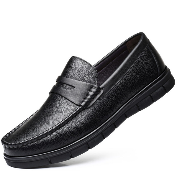 Slip on Genuine leather father shoes cow leather old men shoes Massage man loafer male business flats father casual shoe JI27