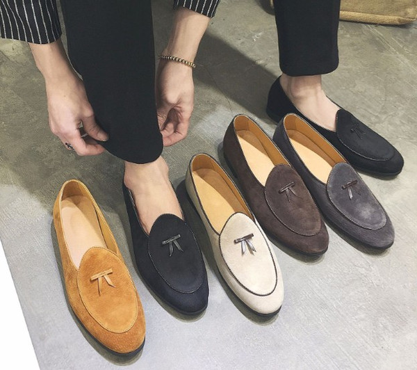 Classic Men Dress Shoes Loafer Dressing Flats With Leather Sole, Home Made Fashion Casual Shoes for Wedding Party Size 37-48