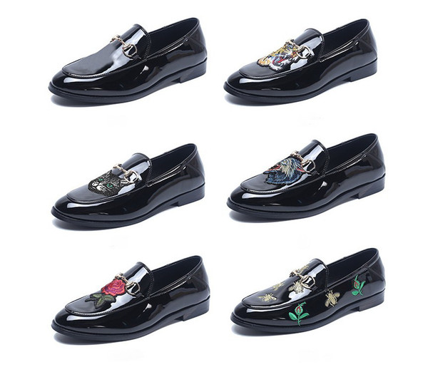New Fashion Men's Casual Loafers Leather Slip-on Dress Shoes Handmade Smoking Slipper Flats Wedding Party Shoes EUR 37-48