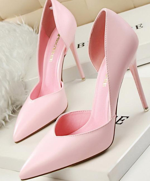 Fashion simple sexy slim women's shoes with super high heel shallow mouth pointed hollow shoes dashu48