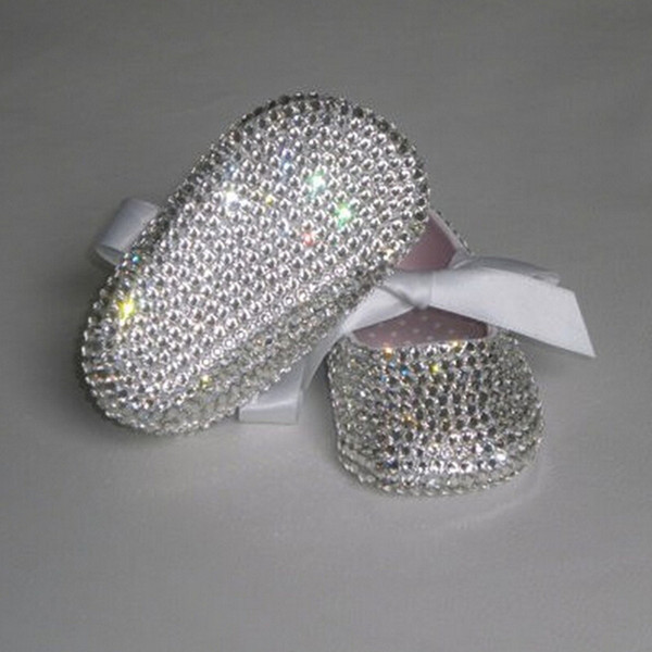 Custom Sparkle Bling pacifier out swal crystals Rhinestones Baby shoes infant 0-1Y ribbon Princess satin bella Ballerina shoes